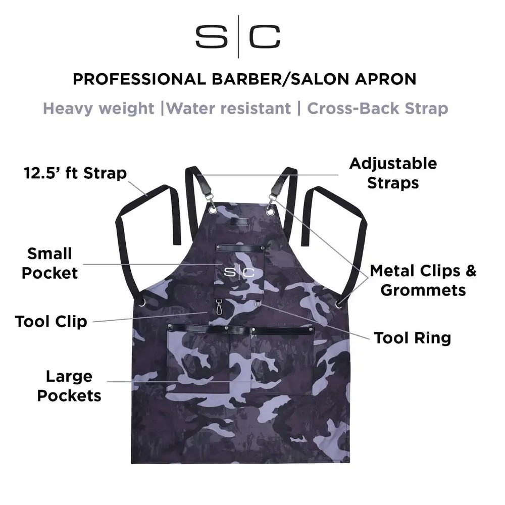 Gamma+ x StyleCraft Heavy Duty Barber Apron - Camo Black
