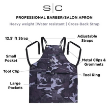 Load image into Gallery viewer, Gamma+ Stylecraft Heavy Weight Waterproof Barber/Salon Apron Camo
