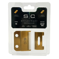 StyleCraft Clipper Blade Set - Gold Fixed Fade Blade with Slim Deep Tooth Cutter