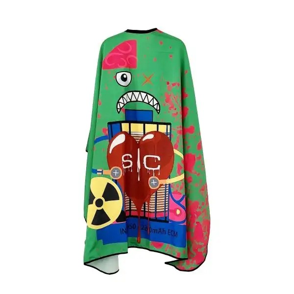 SC Stylecraft Waterproof Barber/Stylist Cape in Radioactive Green Design