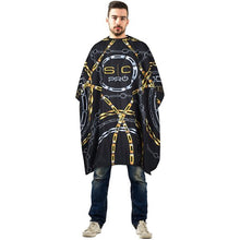 Load image into Gallery viewer, SC Stylecraft Waterproof Barber/Stylist Cape in Black Chain Design
