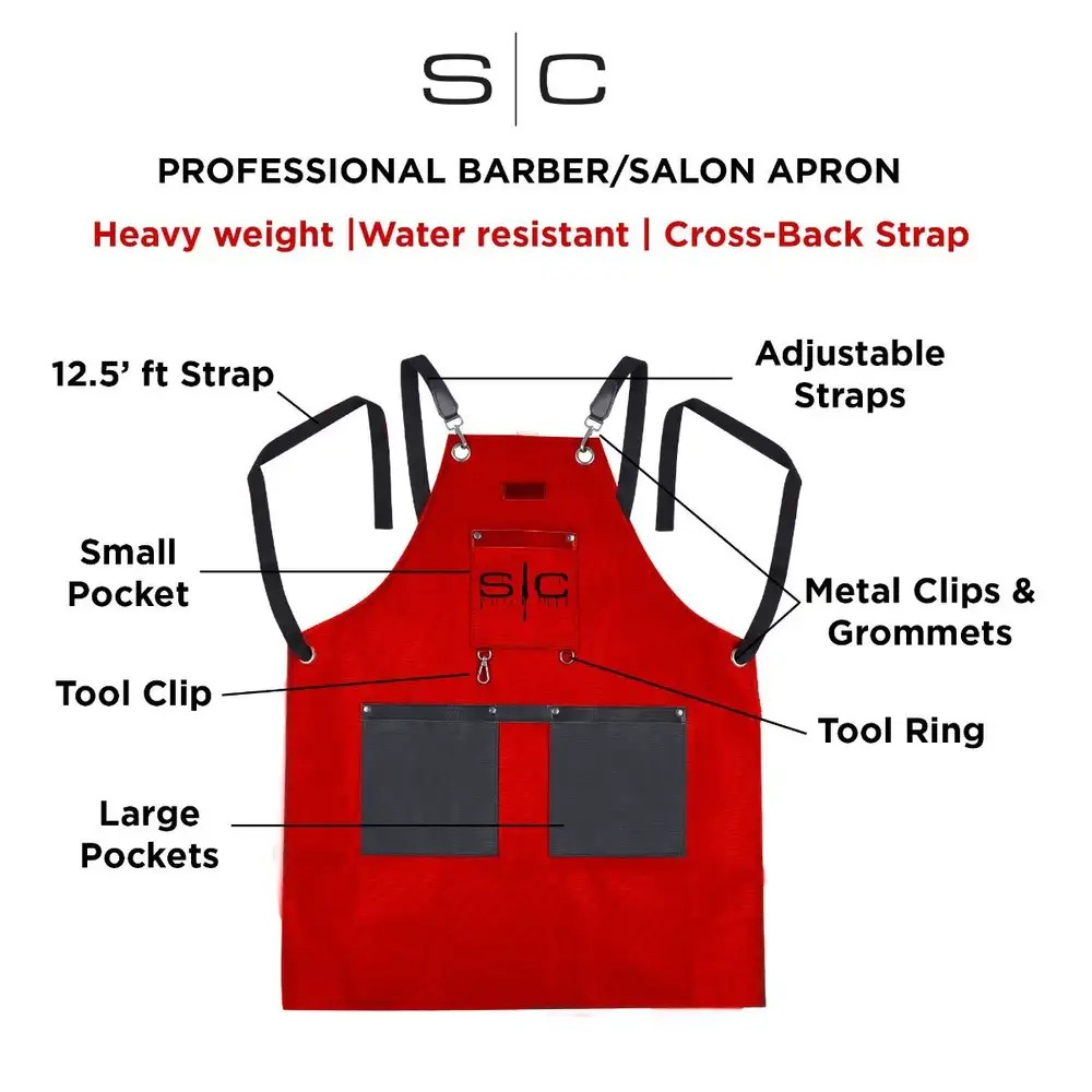 Gamma+ x StyleCraft Heavy Duty Barber Apron - Red
