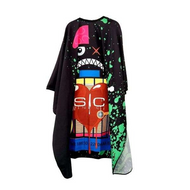 SC Stylecraft Waterproof Barber/Stylist Cape in Radioactive Black Design