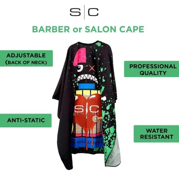 StyleCraft Waterproof Barber/Stylist Cape - Radioactive Black