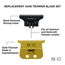 Load image into Gallery viewer, Stylecraft SC Wide Gold X-Pro Fixed Trimmer Blade with THE ONE Moving DLC Deep Tooth Cutter

